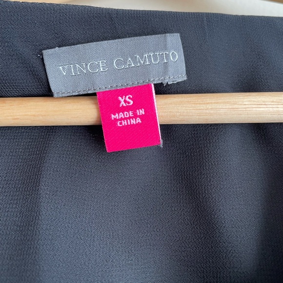 NWT XS VINCE CAMUTO shark bite hem shoulder tie floaty oasis rich black midimaxi - Picture 9 of 11